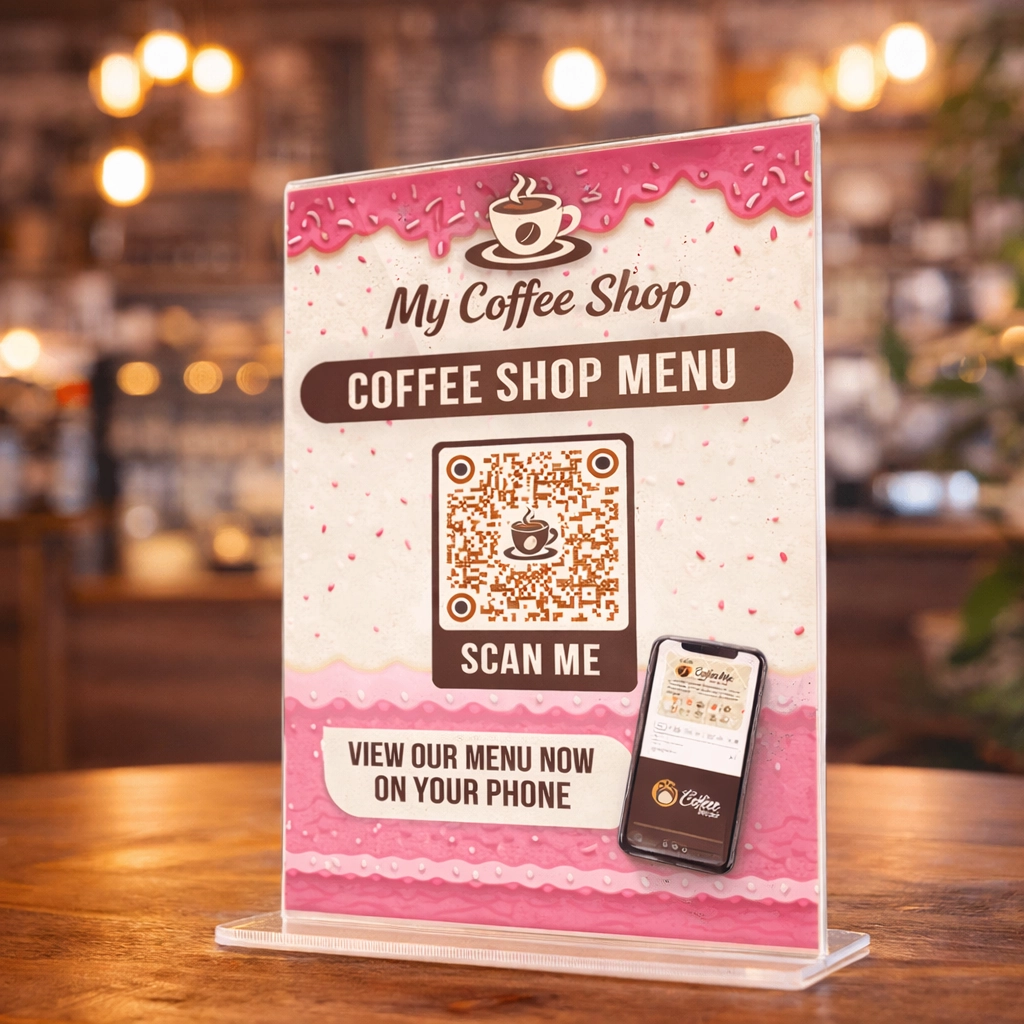 Example of a restaurant digital menu with QR code